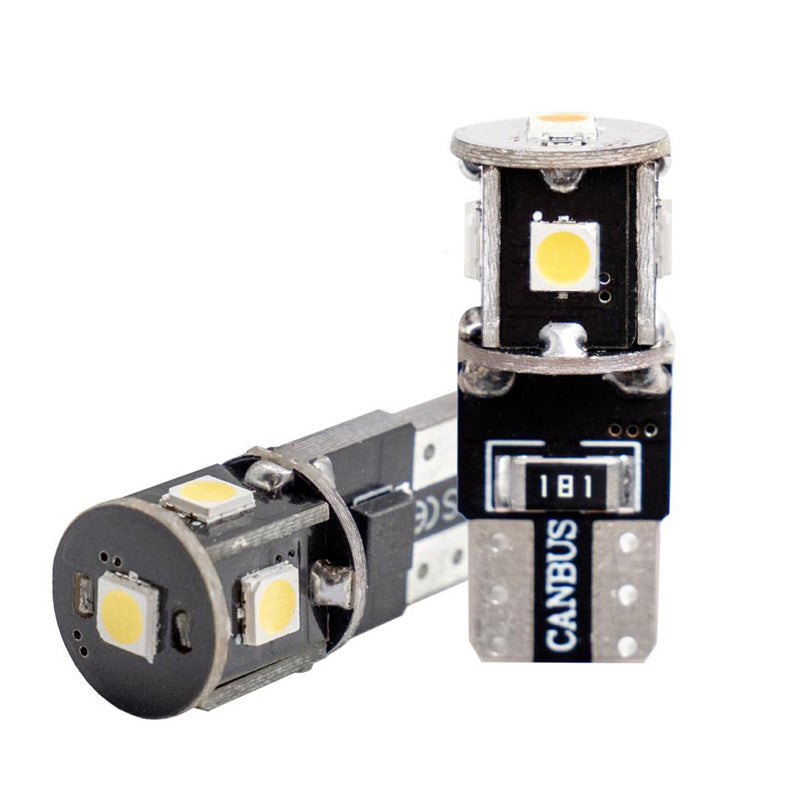 Simoni Racing, 5-LED T10 Lysstofpære 'Canbus No-Polarity' - Superhvid - Sæt med 2 stk.