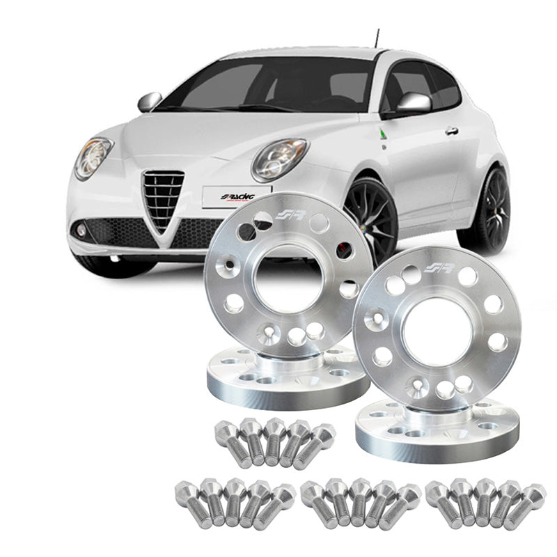 Simoni Racing, Aluminium Spacer Kit, 2x12mm(FA) - 2x16mm(RA), passer til Alfa Romeo (Hub 58,1mm) inkl. hjulbolte
