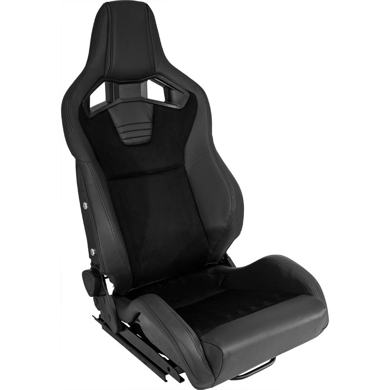 AutoStyle, Sportsæde 'NK Premium', Sort Alcantara + Sort PVC-læder, inkl. glideskinner