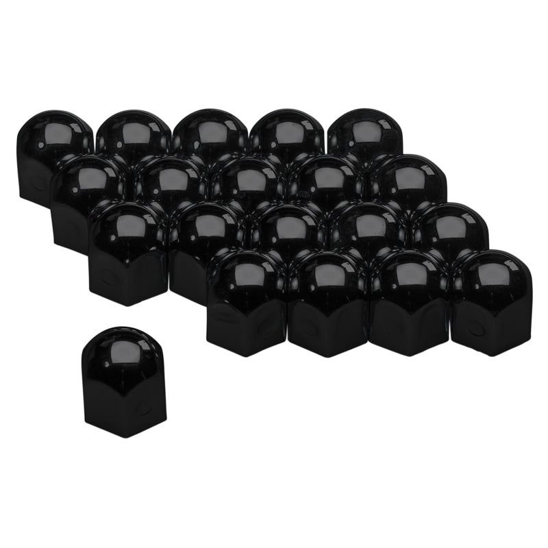 AutoStyle, Sæt af 20 Metal Hjulmøtrik Dæksler - Sort - 17mm