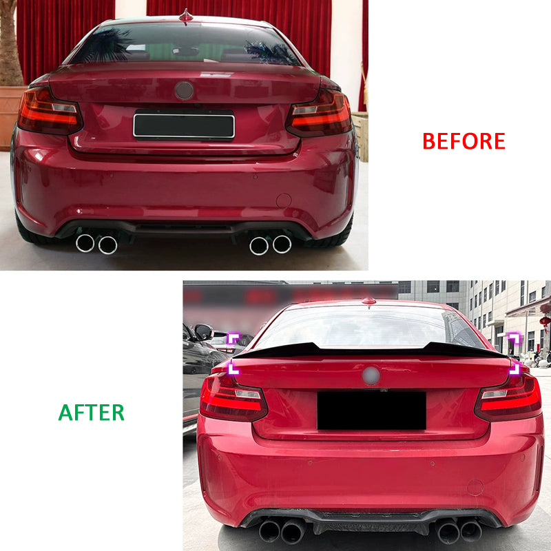 AutoStyle, Bagspoiler, ABS Blank Sort, passer til BMW 2-Series F22 Coupe (2013-2021)